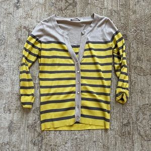 Yellow and Brown Stripe Cardigan, Size S